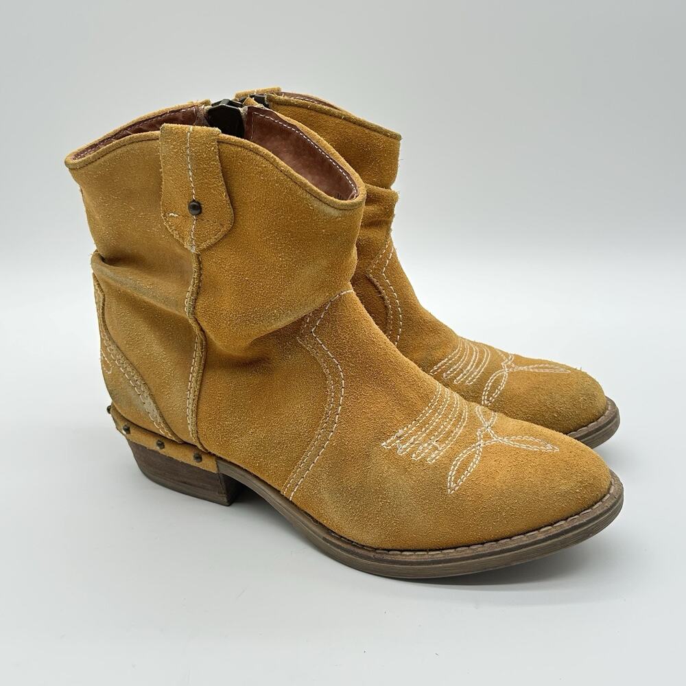 Sundance Etta Whiskey Leather Western Zip Up Suede Bootie Festival Fall Women 11
